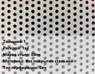Лист перфорированный 1 1х2 Марка: 08пс без покрытия стальной Sev